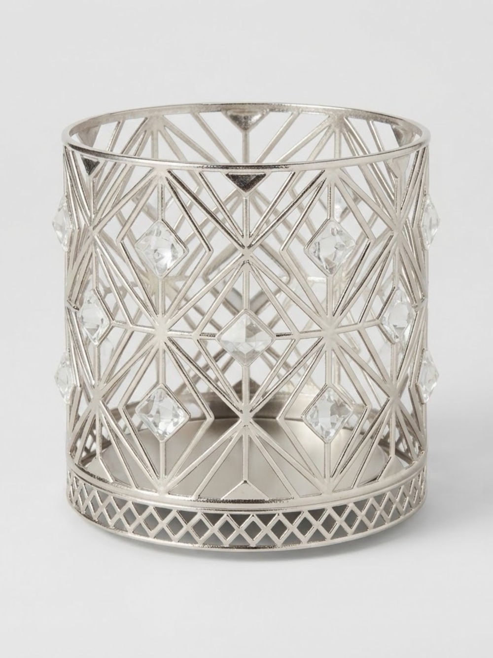 Bath & Body Works Silver Metal & Crystal Candle Holder